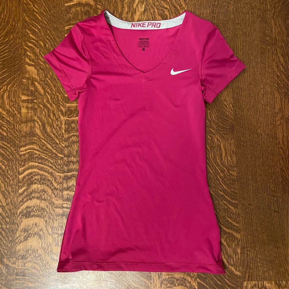 Nike Magenta V-Neck T-Shirt